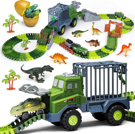 Amazon Youlechen Dinosaur Race Track Car Toys Set Dinosaur Cars