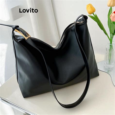 Lovito Women Casual Plain Zipper High Capacity Adjustable Commuting