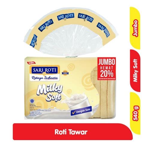 Jual Sari Roti Roti Tawar Jumbo Milky Soft 540 G Shopee Indonesia