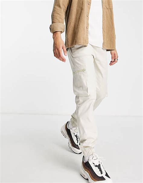 River Island Cargo Pants In Ecru Asos