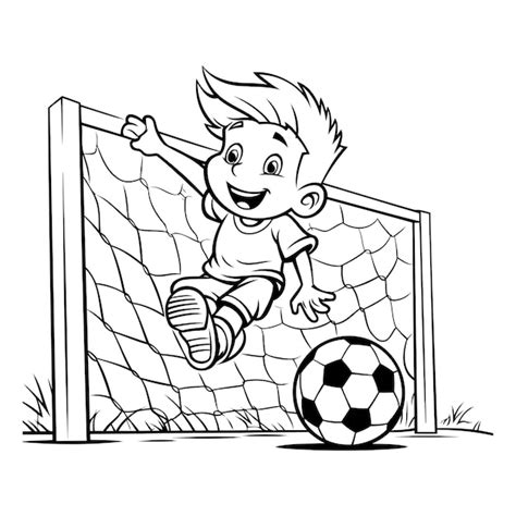 Premium Vector Cartoon Soccer Player Kicking The Ball Coloring Book