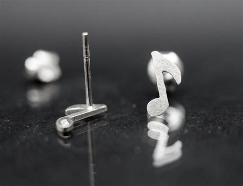 Small 925 Sterling Silver Music Notes Stud Earrings Music Etsy