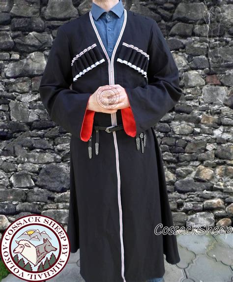 Black Chokha Traditional Coat Man Dress Costume Georgian Etsy