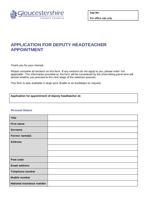 Application For Deputy Headteacher Appointment Doc Template Pdffiller