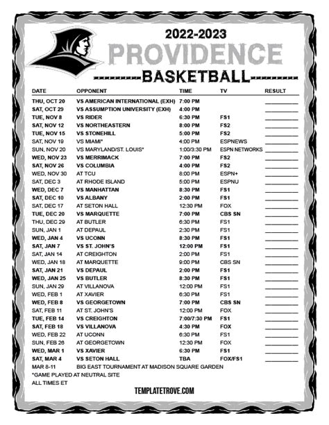 Providence Schedule 2024 - Darda Elspeth