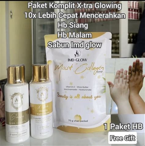 Paket Komplit Hb Xtra Whitening Sabun Batang Imd Glow Ori