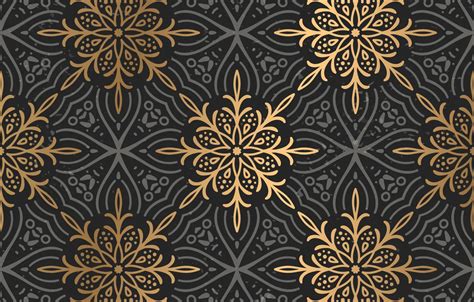 Wallpaper grey, gold, black background, pattern, Gold, Floral, Ornament ...