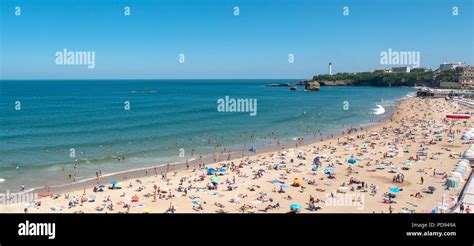 a panorama of the beach of Biarritz city, France Stock Photo - Alamy