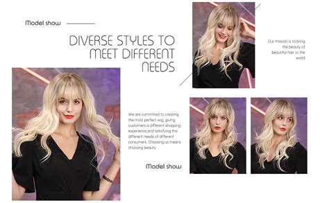 Amazon Haircube Platinum Blonde Wigs For Women Long Wave Wigs With Bangs Heat Resistant