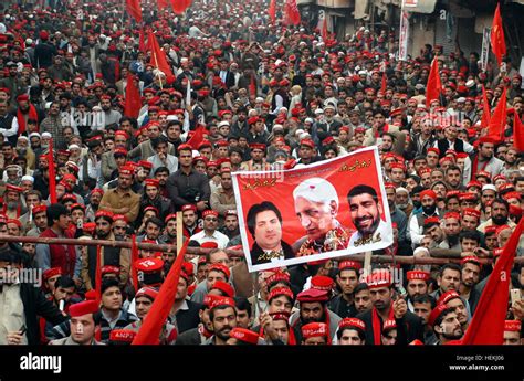 A large numbers of Awami National Party supporters gather during Public ...