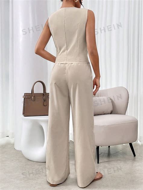 Shein Frenchy Conjunto De Dos Piezas De Chaleco Y Pantalón De Traje