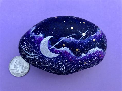 Nightscape Moon Galaxy Rock Star Painting Galaxy Painting Rock