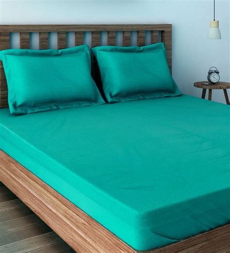 Buy Cotton 400TC Fitted Queen Size Bedsheet With 2 Pillow Covers Online - Fitted Bed Sheets ...