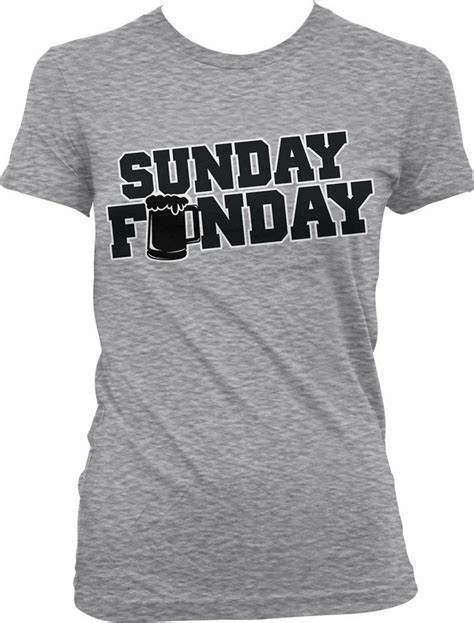 Sunday Funday Beer Mug Ladies Junior Fit T Shirt Funny Beer Drinking