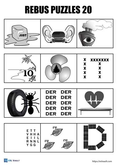 300 Free Printable Rebus Puzzles With Answers Esl Vault