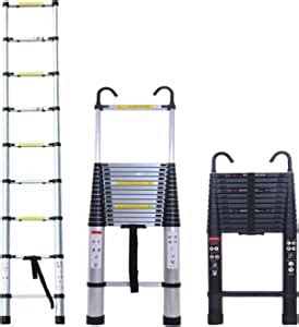 Ft Telescoping Extension Ladder With Pcs Stable Hooks One Button