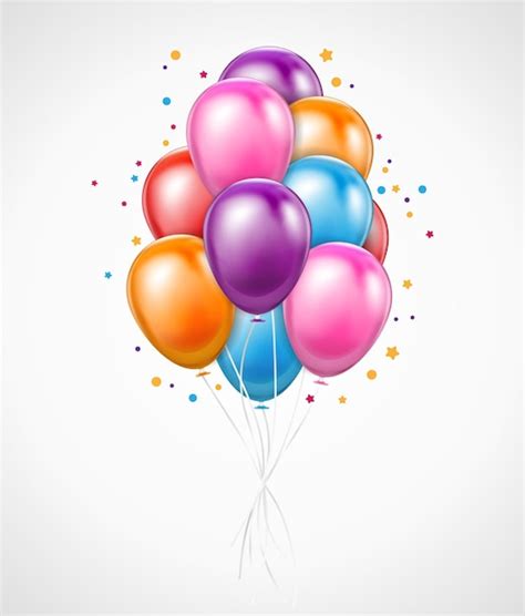 Free Vector | Colorful bunch of flying birthday balloons for parties ...