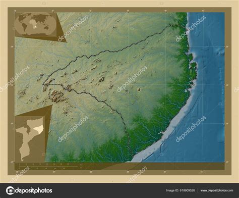 nampula province mozambique colored elevation map lakes rivers