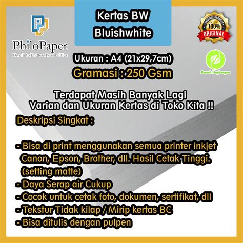 Jual Kertas Bluish White Bw Gsm A Shopee Indonesia