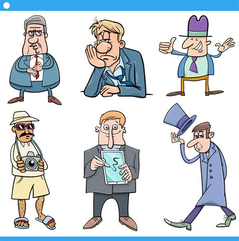 Cartoon Funny Men Comic Characters Set Vector Art At Vecteezy