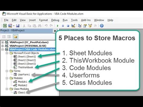 How To Create Vba Code Modules In Excel Youtube