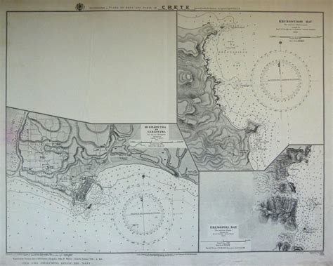 Plans of bays and ports in Crete – Antique Nautical Charts