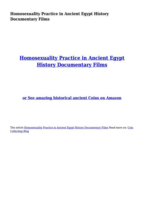 Homosexuality Practice In Ancient Egypt History Documentary Films By