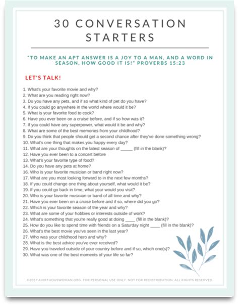 30 Good Conversation Starters: What to Say When You Don't Know What To ...