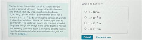 Solved The bacterium Escherichia coli (or E ﻿coll) ﻿is a | Chegg.com 