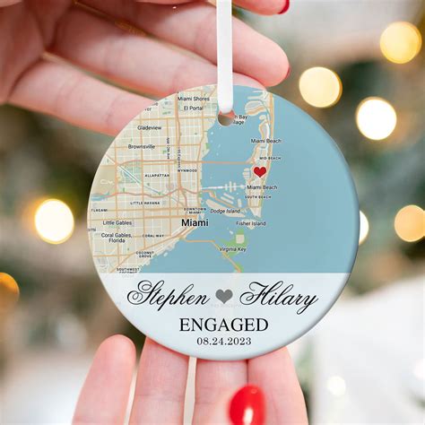 Engagement Ornament Custom Map T Ceramic Ornament Canvas Personalized