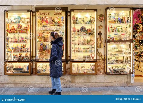 Window Display Of Typical Souvenir And T Shop In Italian Venice