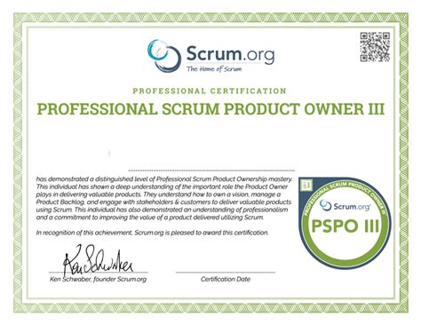 Professional Scrum Product Owner Iii Sample Certificate Ullizee Inc