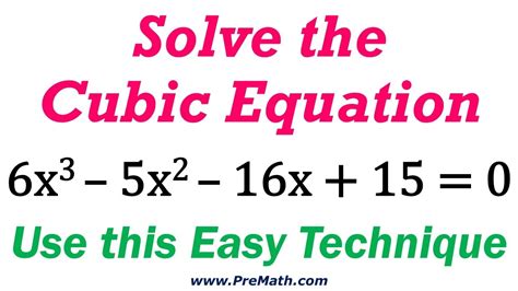 Solve Cubic Equations Total Sum Method Youtube