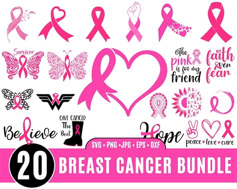 Breast Cancer Svg Bundle Cancer Ribbon Svg Pink Ribbon Svg Etsy