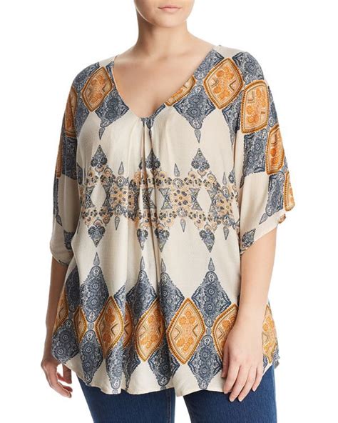 B Collection By Bobeau Curvy Presley Scarf Print Top Women Plus Size