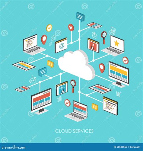 Cloud Services Concept D Isometric Infographic Stock Vector