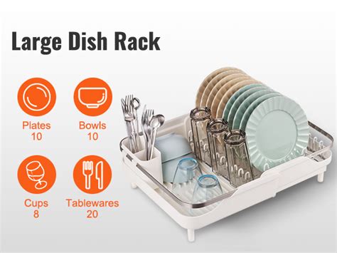 Vevor Dish Drying Rack Large Capacity Dish Drainers Stainless Steel Dish Drainer With