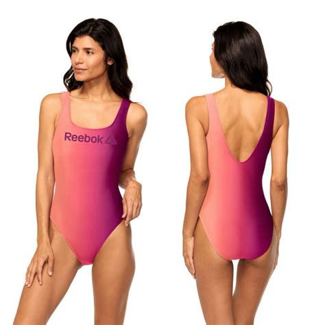 Reebok Women S Scoop Back Logo One Piece Swimsuit Upf 50 Shopee Thailand