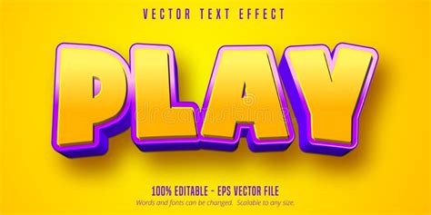 Play Text 3d Green And Purple Editable Font Effect Stock Vector