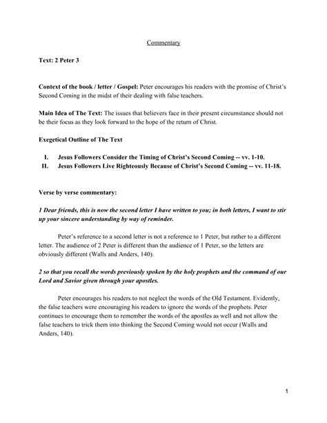 Commentary Text: 2 Peter 3 Context of the Book / Letter / Gospel: Peter ...