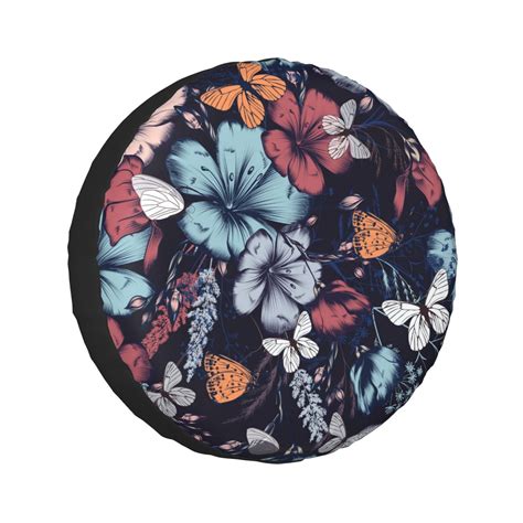 Adobk Flowers Ad Butterflies Spare Tire Wheel Cover For Car Truck Suv