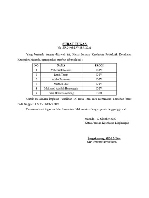 Surat Tugas Mahasiswa Pdf