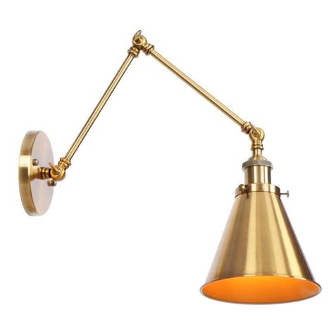 Aiwen Gld Light In Brass Sconce Vintage Industrial Swing Arm