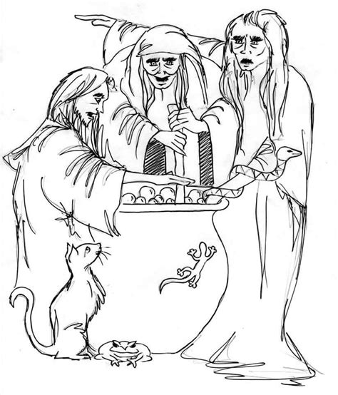 Macbeth Characters Drawings Sketch Coloring Page