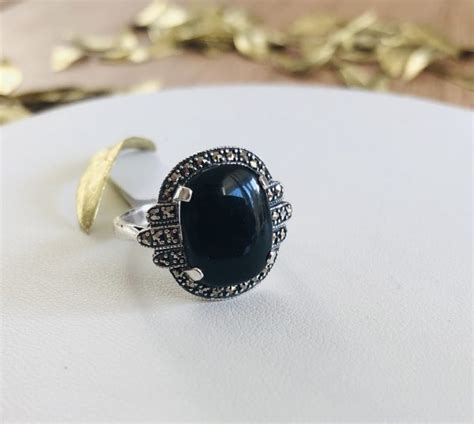 Bague Argent Art D Co Onyx La Metrop Ma Fantaisie