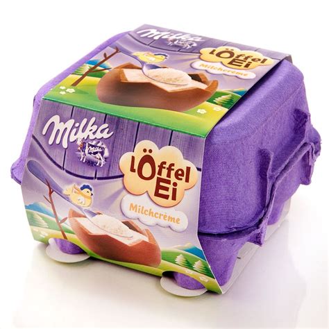 Шоколадные яички в лотке Milka «Löffel Ei» c молочным кремом, 144 г (с ...