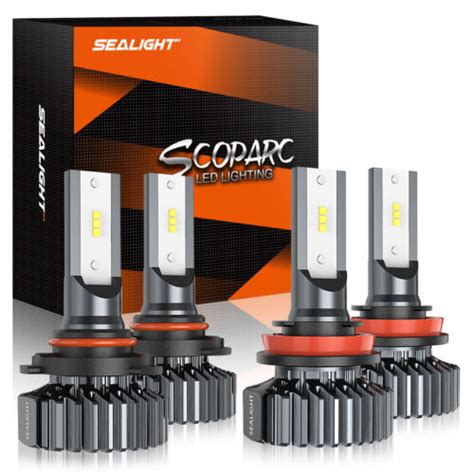 SEALIGHT 9005 H11 LED Headlight Kit Combo Bulbs High Low Beam Super