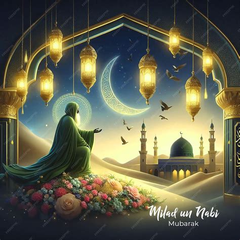 12 Rabi Ul Awal Eid Milad Un Nabi Islamic Background Vector Image