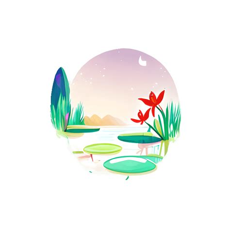 Meditation Frog Lily Pond Moonlight Graphic · Creative Fabrica