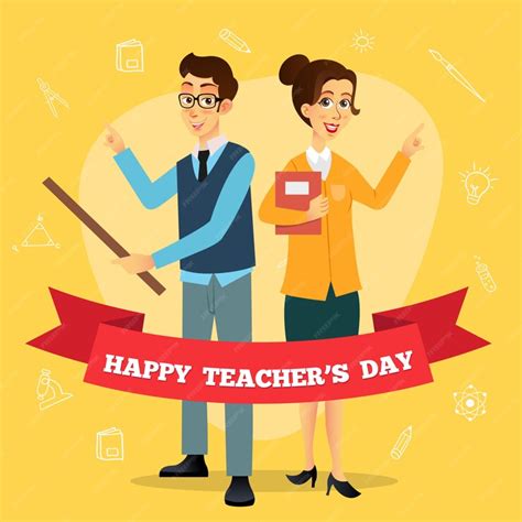 Premium Vector Happy Teacher S Day Cartoon Illustration Suitable For Greeting Card Poster